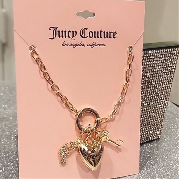 Juicy Couture Logo Heart & Key Charm Necklace - Picture 7 of 7